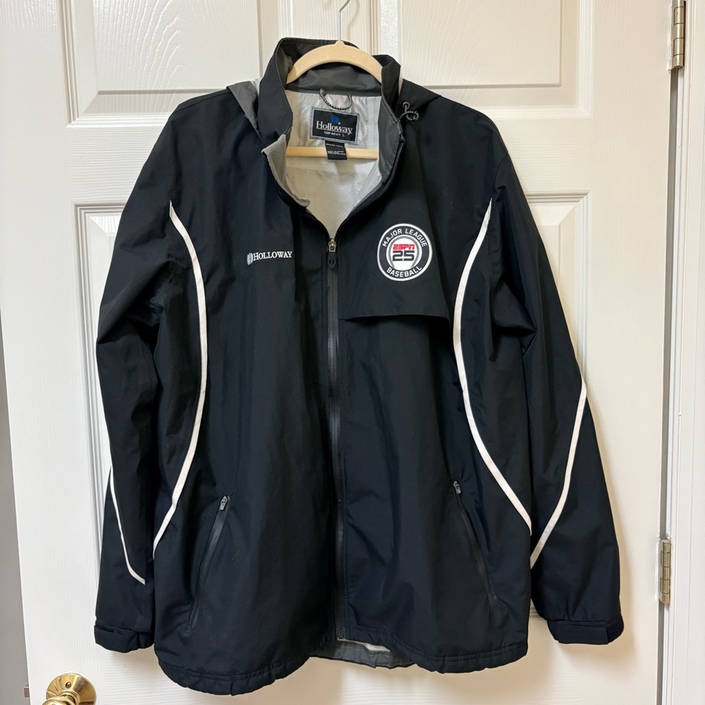 Holloway Black Hooded Windbreaker with White Details MLB ESPN